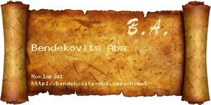 Bendekovits Aba névjegykártya